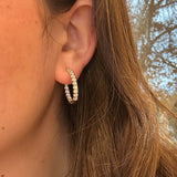 14K Yellow Gold Oval Diamond Hoop Earrings