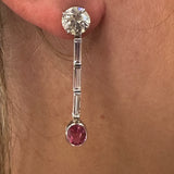 Estate Diamond and Pink Sapphire Earrings