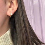 14K Yellow Gold Twisted Rope Diamond Bezel Huggies