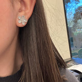14k White Gold Diamond Flower Studs