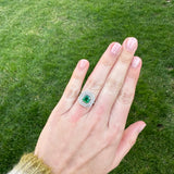 Estate Platinum Emerald and Diamond Ring