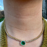 Penny Preville 18K Yellow Gold Diamond and Emerald Necklace