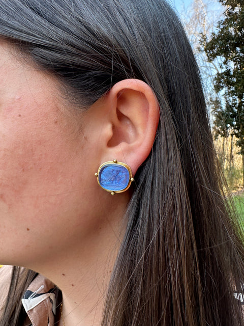 Blue Venetian Glass Earrings