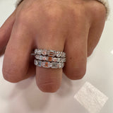 Platinum Alternating Round and Baguette Diamond Band