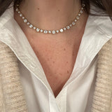 14K Yellow Gold White Topaz Bezel Set Necklace