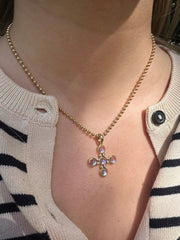 Temple St. Clair 18K Yellow Gold Moonstone and Diamond Cross