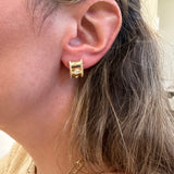 Gold Beaded Earrings with Diamonds