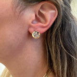 Illusion Stud with Yellow Gold Round Bezel