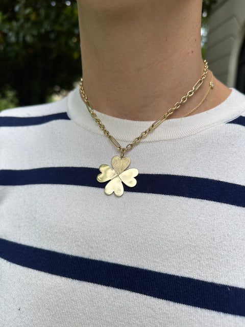 14K Yellow Gold Clover Pendant