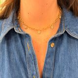 LPL Signature Collection 18K Yellow Gold 5 Station Diamond Flower Link Necklace