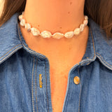 Single Strand White Keshi Pearl Necklace