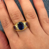 Estate 18K Yellow Gold Sapphire and Pink Sapphire Ring