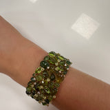 18K Yellow Gold Peridot, Green Tourmaline and Diamond Bracelet