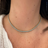 14K Yellow Gold Turquoise Bezel Necklace