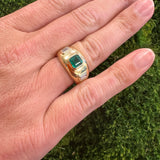 18K Yellow Gold Emerald and Diamond Ring