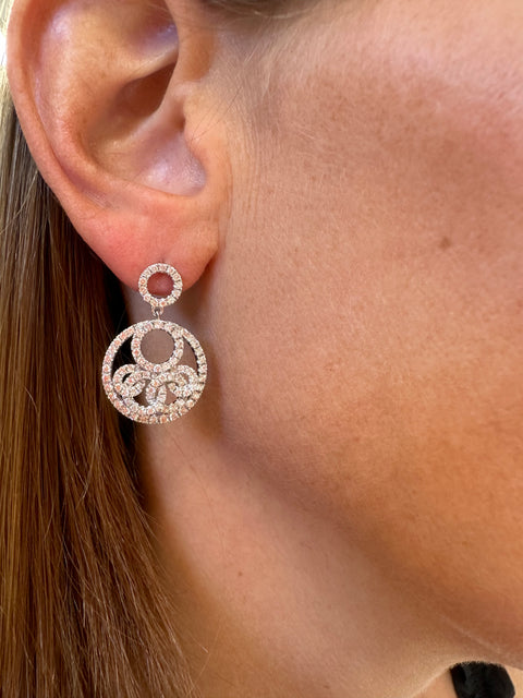 14K White Gold and Diamond Drop Earrings