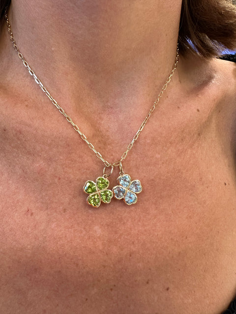 14K Yellow Gold Peridot Clover Pendant