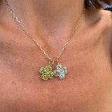 14K Yellow Gold Blue Topaz Clover Pendant