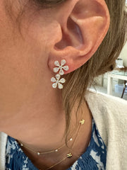 14k Yellow Gold Double Flower Drops