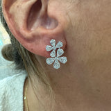 14k White Gold Double Flower Earrings