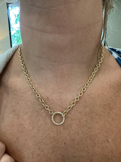 14K Yellow Gold Large Cable Chain with Diamond Enhancer