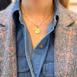 14K YG Round Fluted Pendant with Diamond