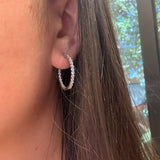 18K White Gold Diamond Hoop Earrings