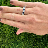 Platinum Blue Sapphire and Diamond Band