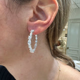 18K White Gold Diamond Hoops