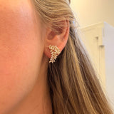 14K Yellow Gold Diamond Leaf Earrings