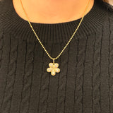 14K Yellow Gold and Diamond Flower Pendant