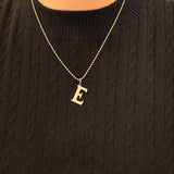 14K Yellow Gold and Diamond Initial Pendant