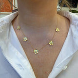 LPL Signature Collection 18K Yellow Gold 5 Station Flower Necklace with Diamonds