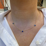 LPL Signature Collection 18K Yellow Gold 3 Station Sapphire Necklace
