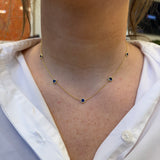 LPL Signature Collection 18K Yellow Gold 5 Station Sapphire Necklace
