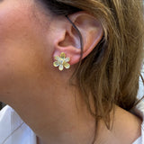 LPL Signature Collection 18K Yellow Gold Large Single Diamond Flower Studs