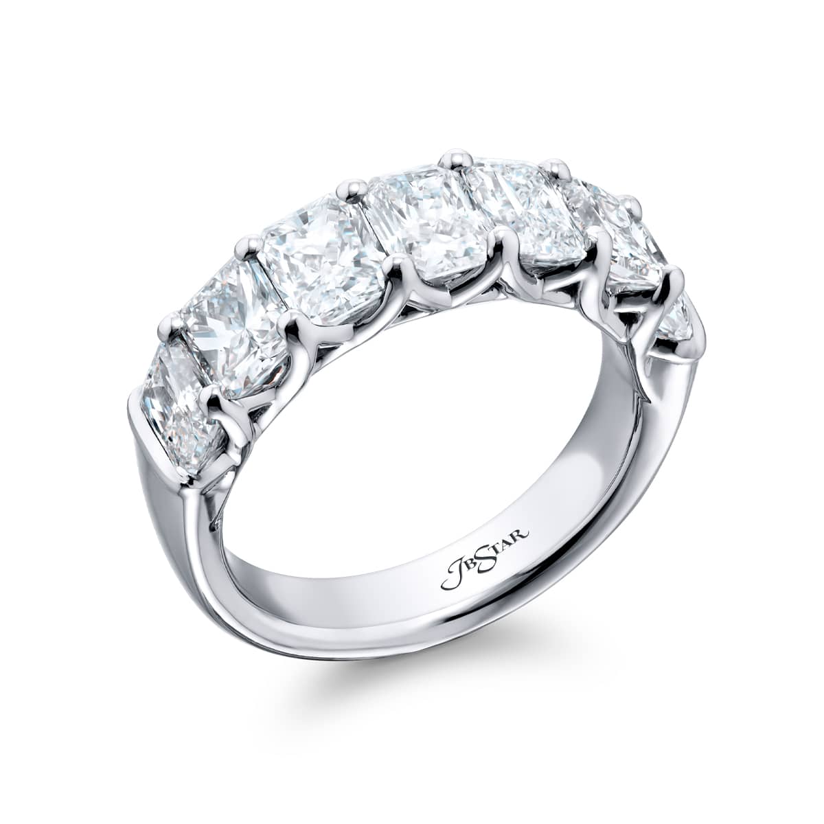 JB Star Platinum Radiant Cut Diamond Band 