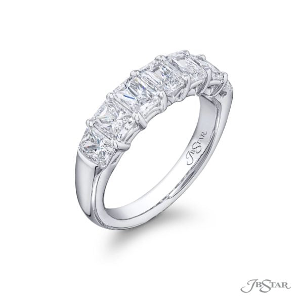 JB Star Platinum Radiant Cut Diamond Band Ring