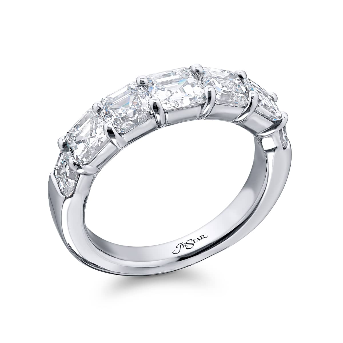 JB Star Platinum Asscher Cut Diamond Band