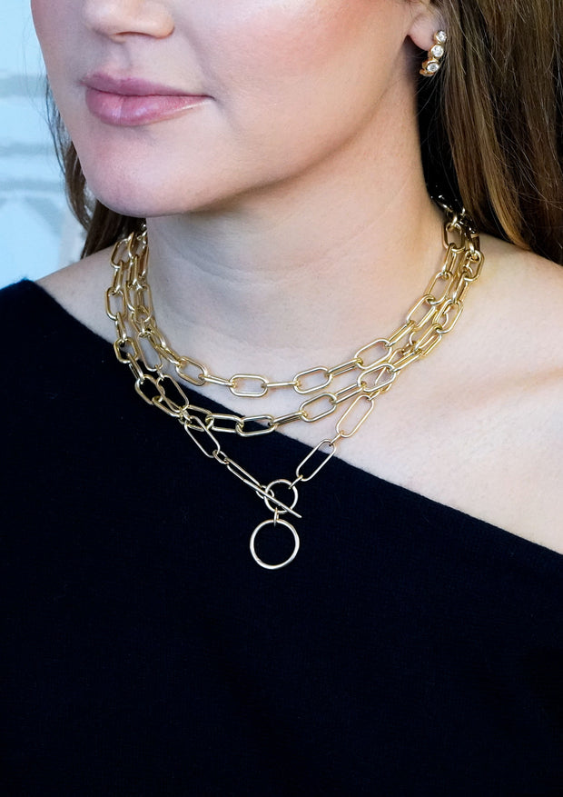14K Yellow Gold Link Necklace with Enhancer