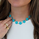 18K Yellow Gold Turquoise & Diamond Necklace