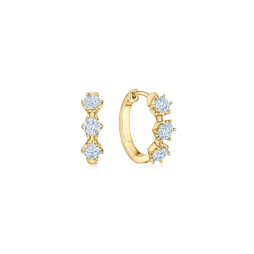 Kwiat 18K yellow gold starry night huggie earrings with diamonds 