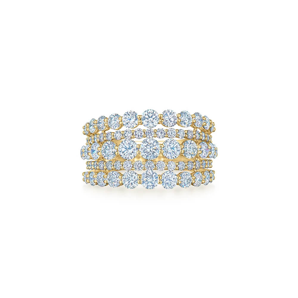 Kwiat 18K Yellow Gold Five Row Ring with Diamonds