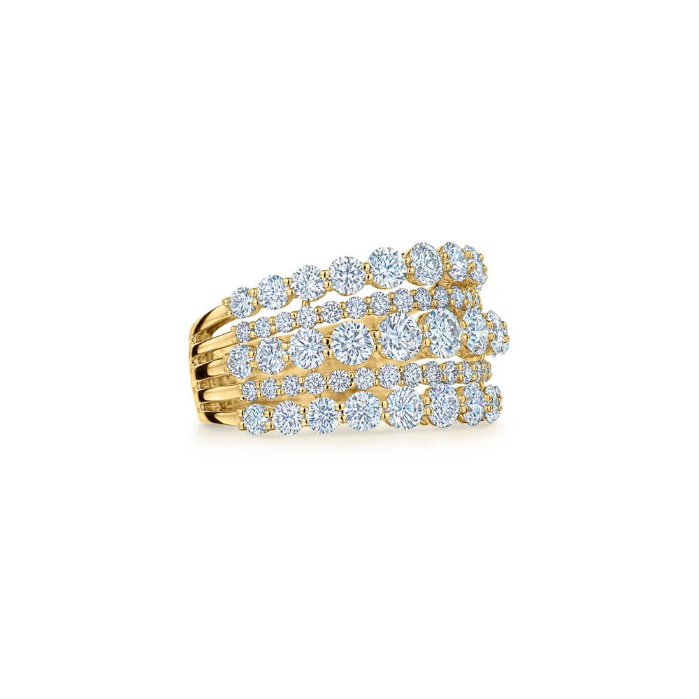 Kwiat 18K Yellow Gold Five Row Ring with Diamonds