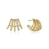Kwiat 18K yellow gold alternating five row huggie earrings with diamonds