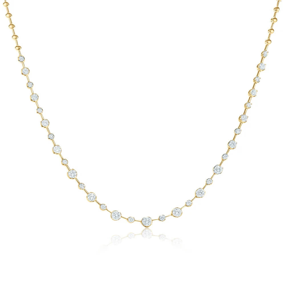 Kwiat 18K yellow gold starry night necklace with alternating diamonds