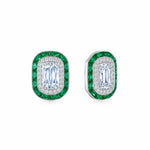 Kwiat Ashoka Diamond Earrings with Emerald and Diamond Halos