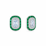 Kwiat Ashoka Diamond Earrings with Emerald and Diamond Halos