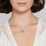 Ashoka Diamond Pendant Necklace with Emerald and Diamond Halos