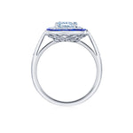 Kwiat Platinum Ashoka Ring with Sapphire and Diamond Halos